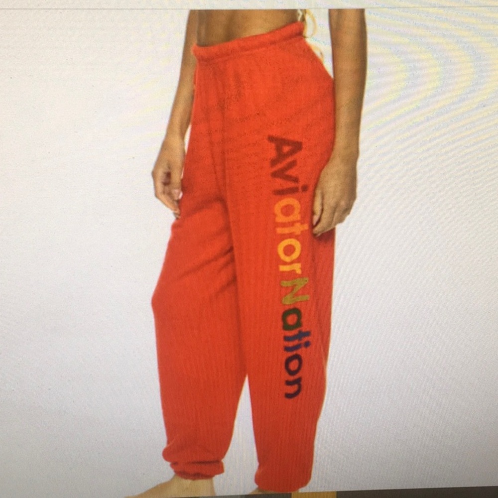 AVIATOR NATION/“NEON RED” SWEATPANTS